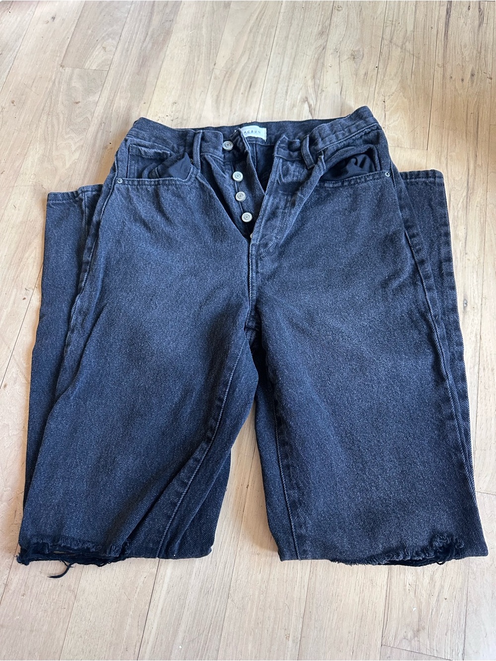 PacSun Women's High-Rise Washed Black Button-Fly Jeans